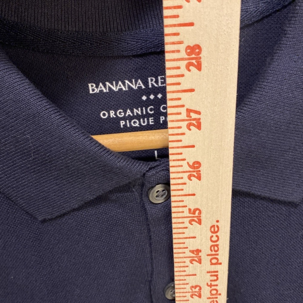 Banana Republic Mens Navy Blue Organic Cotton Pique Polo Shirt Large NEW - Picture 5 of 9